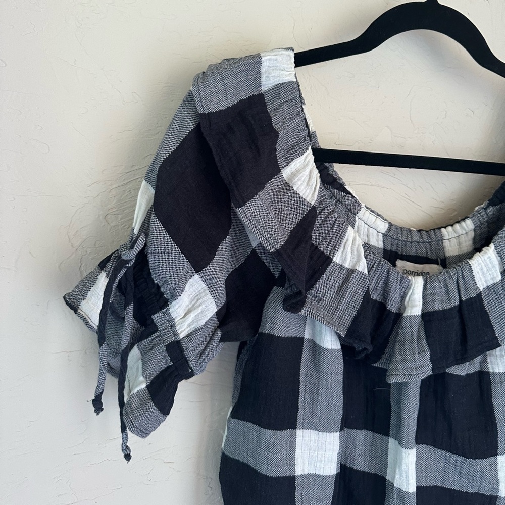 Anthropologie Porridge Ruffle Sleeve Top in Check Print - Picture 5 of 8